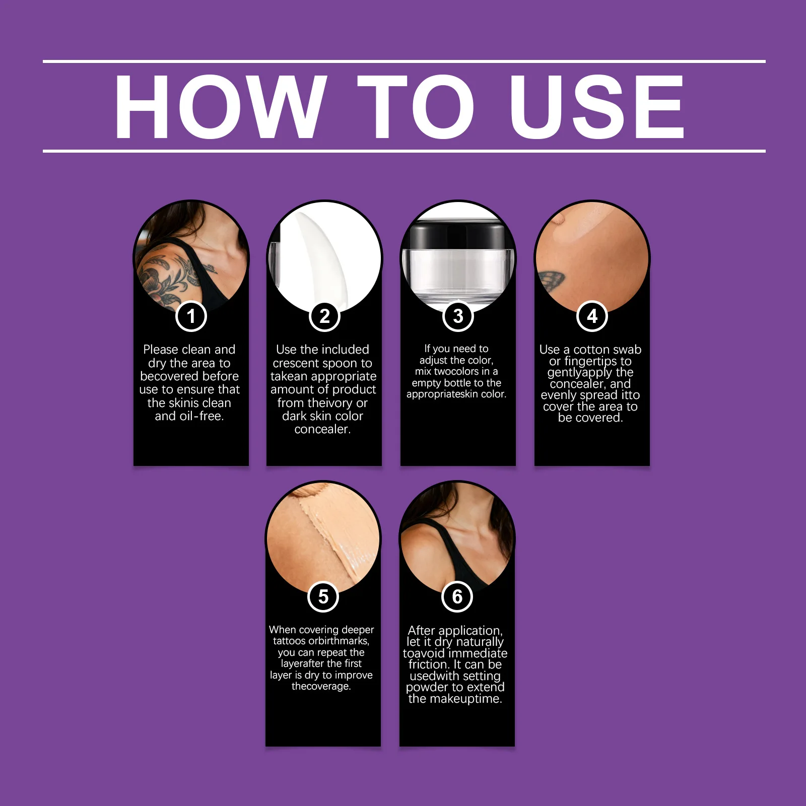 مجموعة كونسيلر للوشم، غطاء مكياج وشم للجسم محمول يوميًا بلونين #4