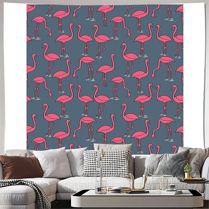 Bohemian Tapestry Pink Flamingo Wall Hanging Nature Aesthetic Room Decor Tropical Beach Home Textile Dorm Decor Gift