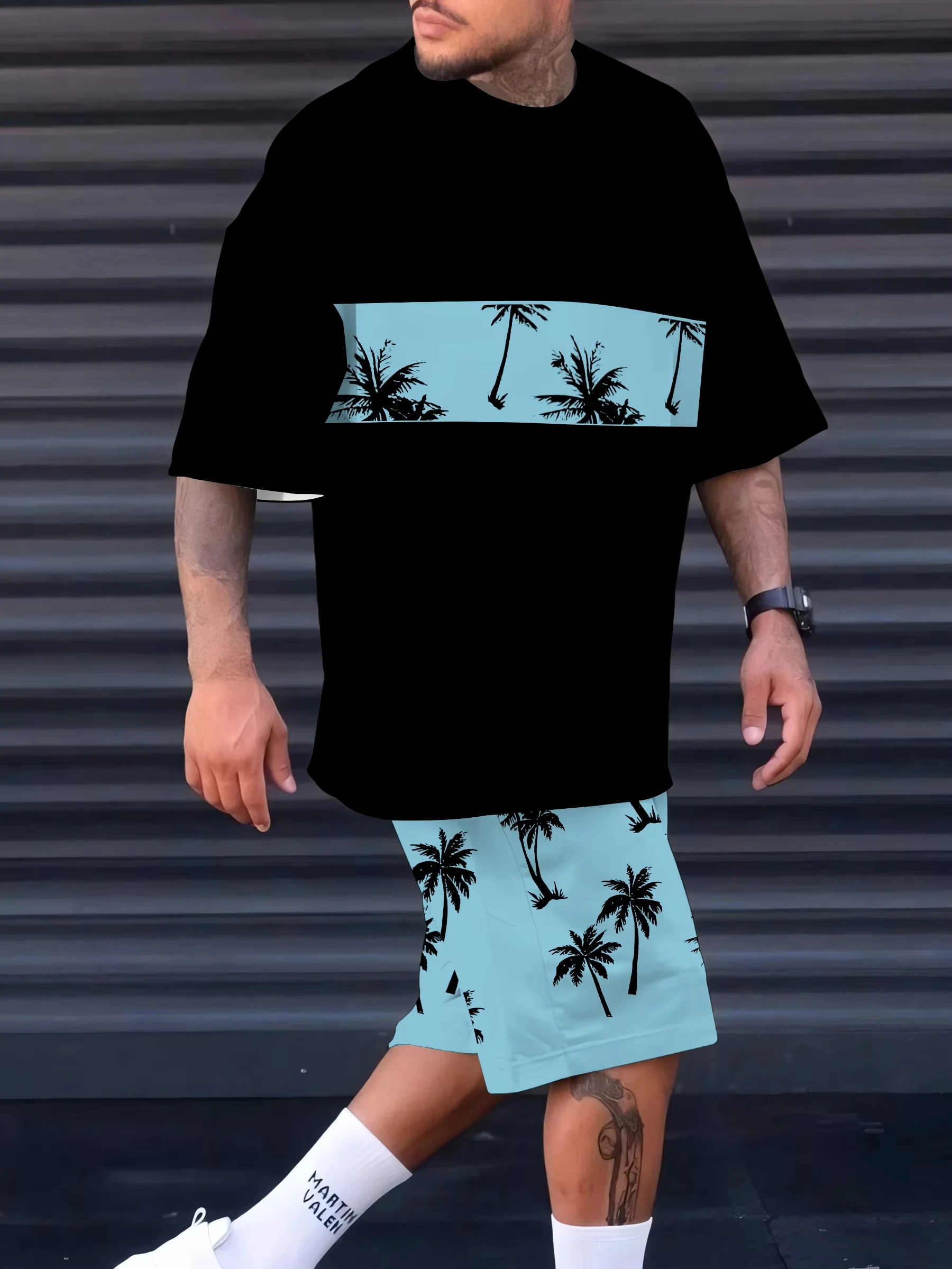 

Лето 20%, новый мужской костюм с гавайским пляжным принтом, повседневная и модная уличная мужская одежда