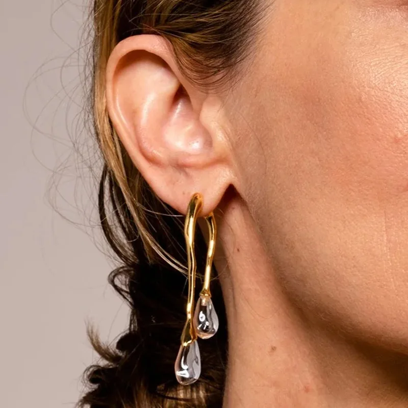 Fashion Jewelry 925 Silver Needle Resin Teardrop 2024 Trend New Back Front Dangle Earrings Hot Selling For Women Gift