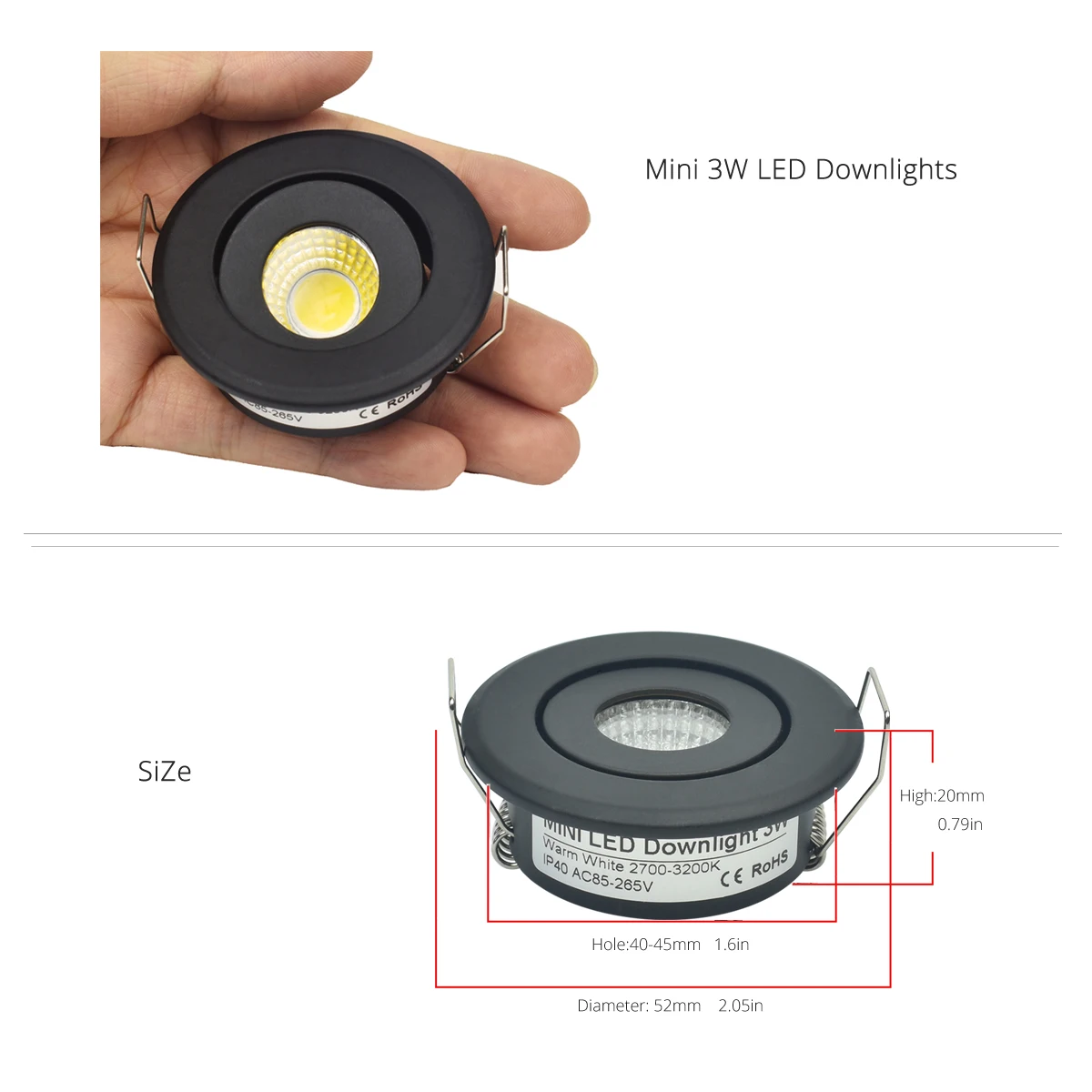 Mini led spot downlights 1W COB 3W LED recessed spot dimmable round led for home cabinet showbox