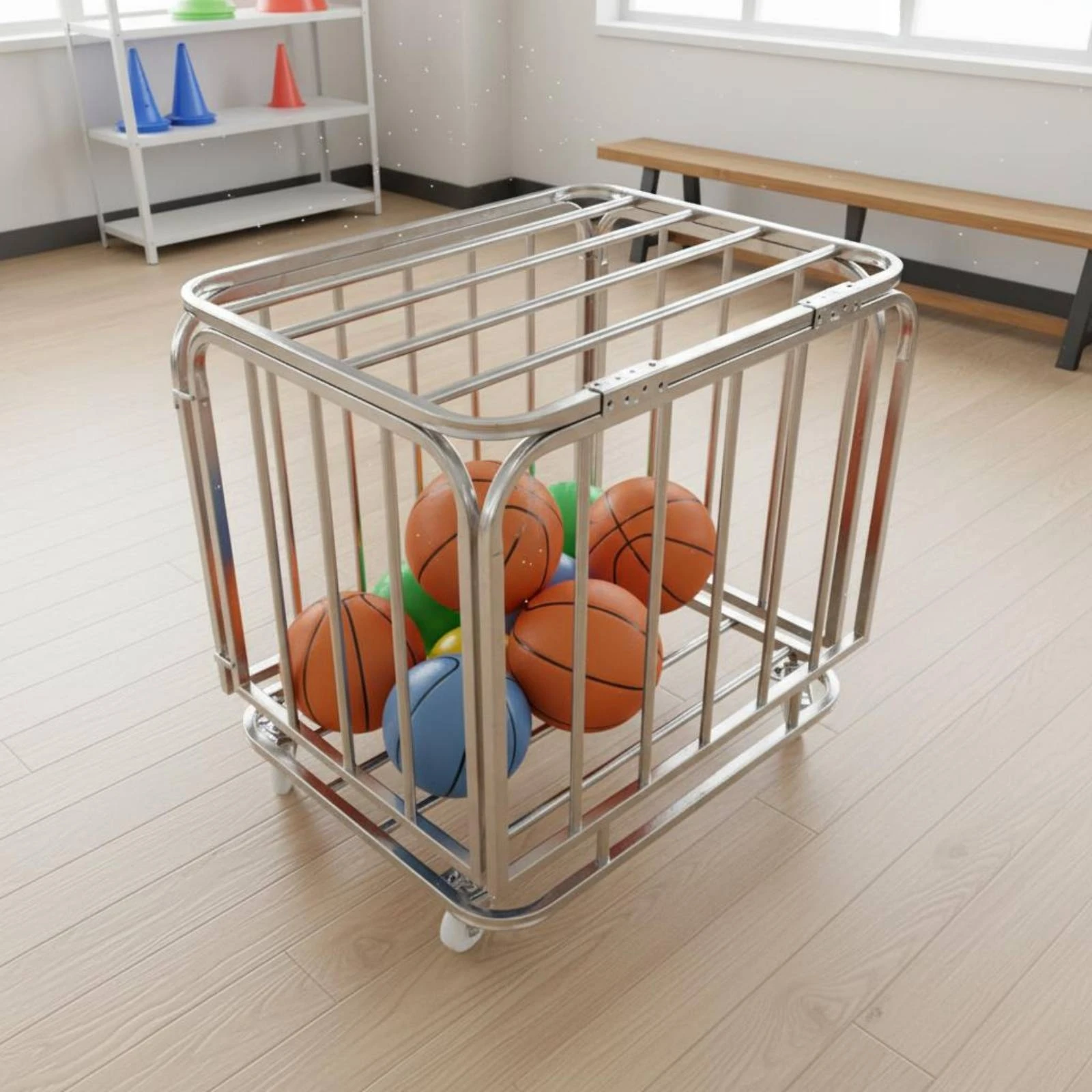 stainless-steel-ball-cart-rust-resistant-sports-ball-storage-cart-wheeled-movable-for-kindergarten-school
