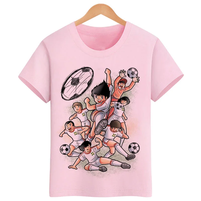 

Summer Anime Captain Tsubasa T Shirt Children Leisure Short Sleeve T Shirt Boy Football Motion T-shirts For Boys Girls 24M-9T