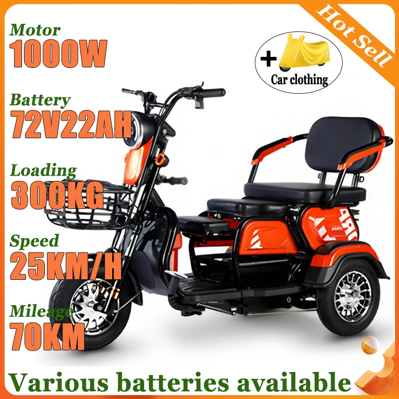 New Household aldult female Small Electric tricycle elderly Help Comfortable seats 3-wheeler Swimming car With Basket 3seats