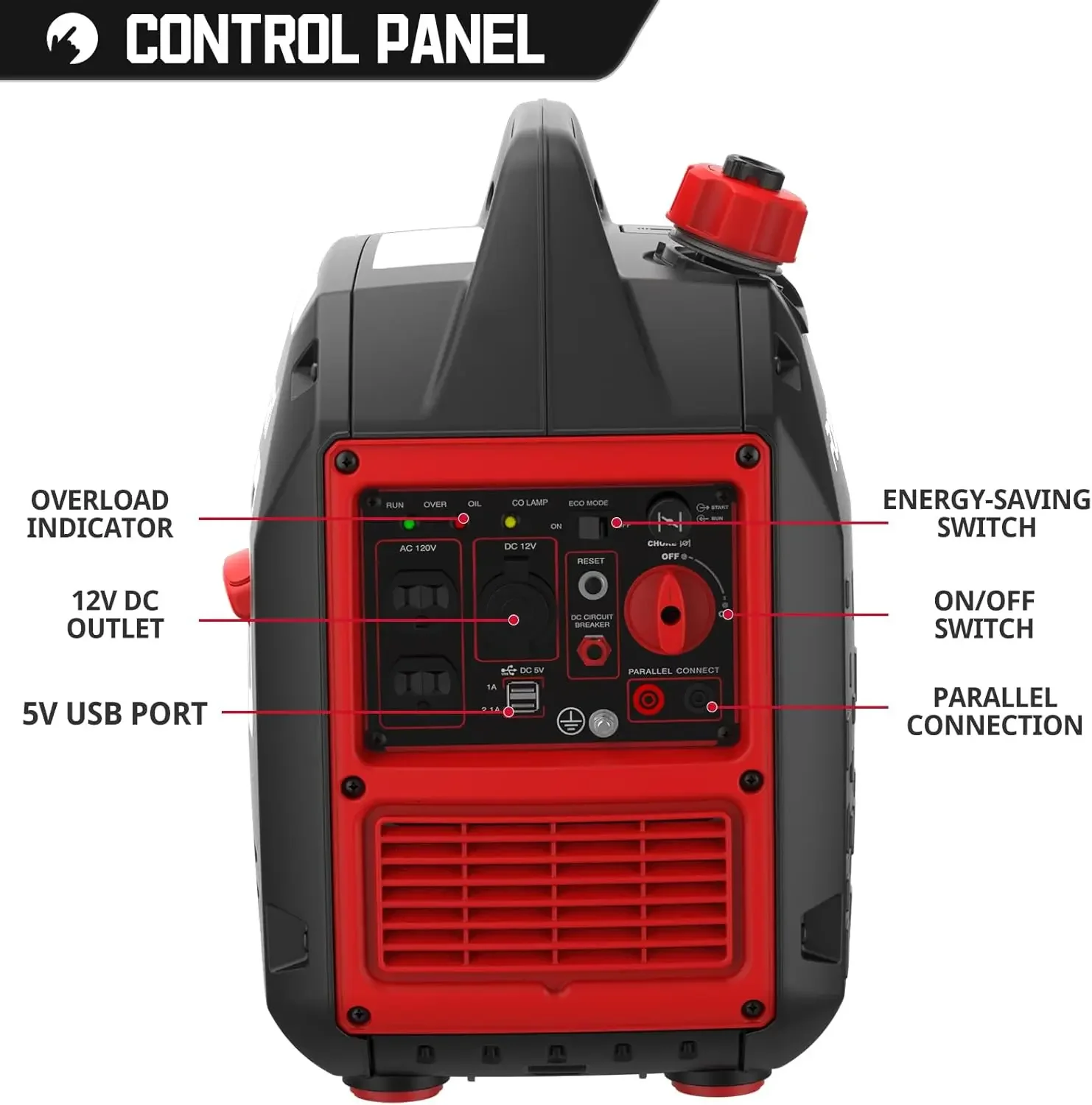 2350-Watt Portable Inverter Generator Super Quiet Ultral-Lightweight for Camping Gas Powered Fuel Shut Off Parllel Capable