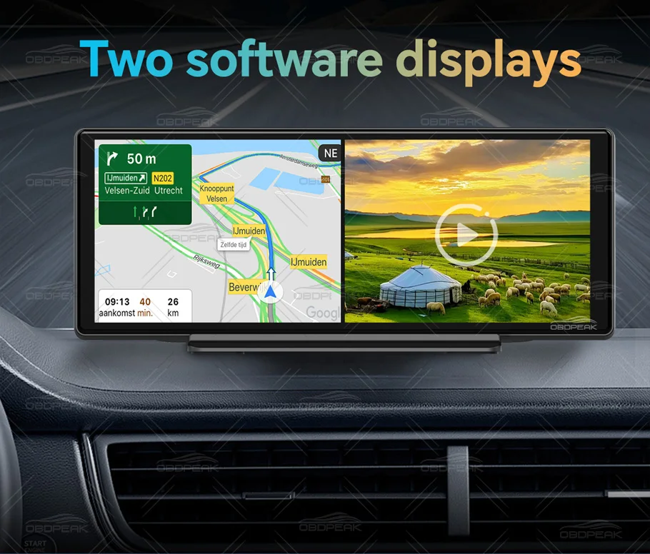 K50 10.26" Samochodowy Rejestrator Samochodowy DVR 4G WIFI GPS Nawigacja Carplay Android Auto Rozdzielony Ekran Kamera Cofania Podwójny Obiektyw 24H Parkowanie