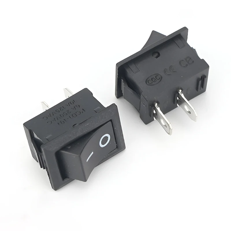 15 Stück KCD1-101 Wippschalter 2Pins/3Pins SPST ON/OFF 15*21mm Schwarz Rot und Weiß 6A 250V AC / 10A 125V AC Snap-in Power-Taste – Detail 2