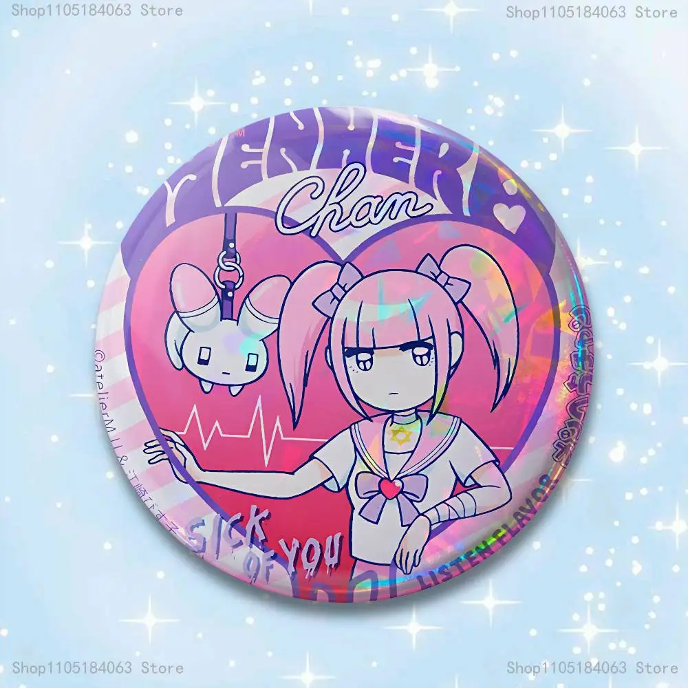 Cute M-Menhera C-Chan Girl Badges 25 32 44 58 75 mm Round Cosplay Pin Bag Decor Fans Collect Friends Gifts Brooch Souvenir