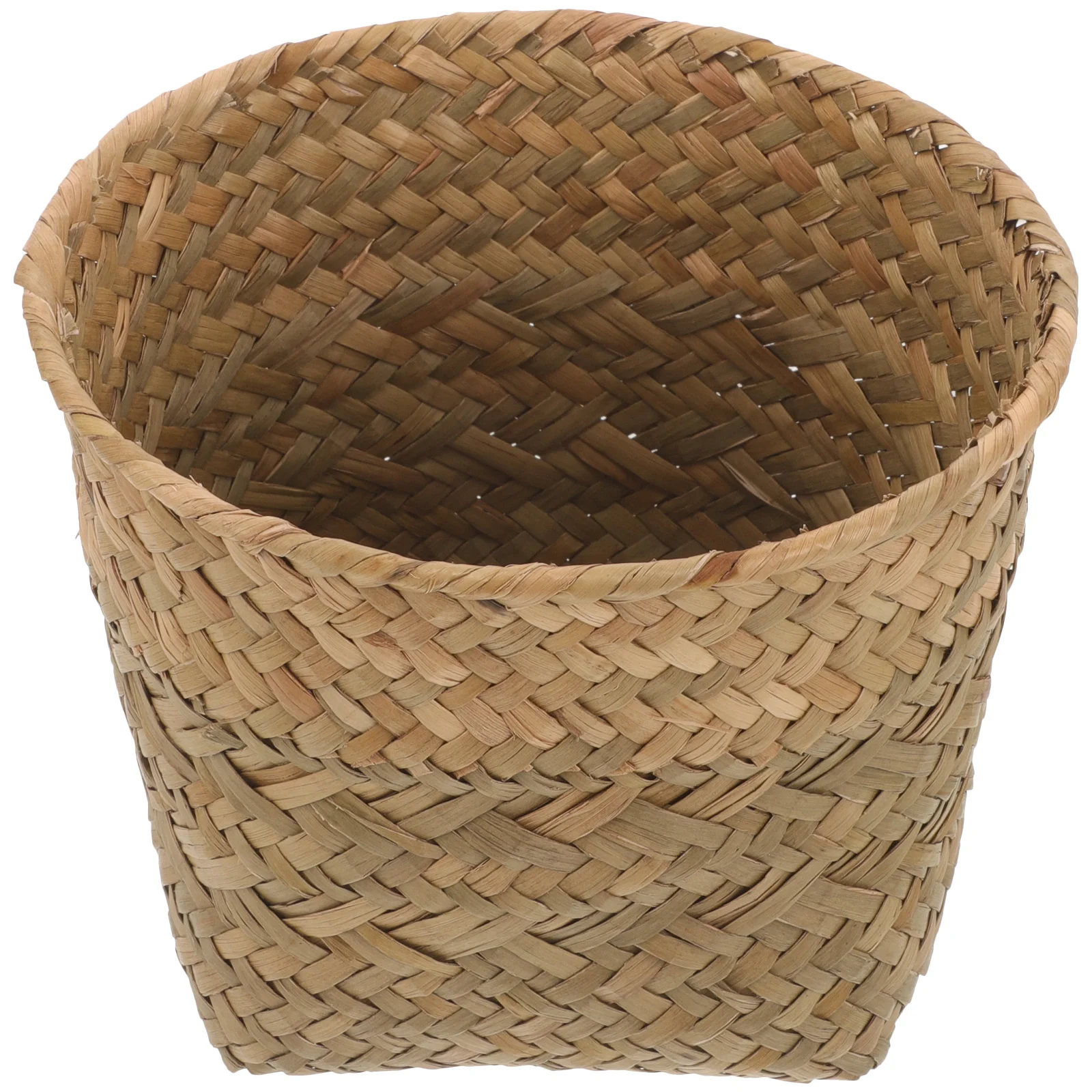 Hamper Straw Trash Can Pastoral Style Garbage Bin Basket Natural Floor Bucket Bathroom Woven Office