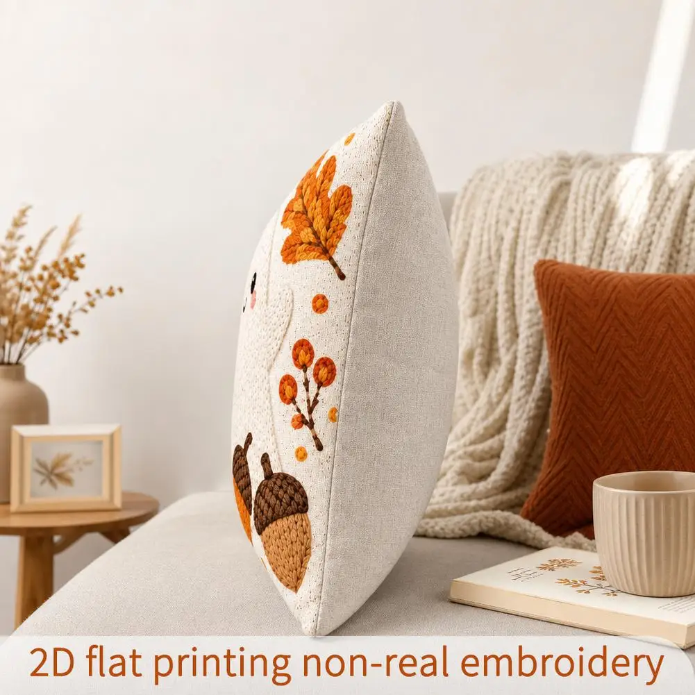 2PCS Embroidery Style Ghost Pumpkin Print Pillow Covers Cute Halloween Fall Decorative Throw Pillow Sofa Couch Home Decor