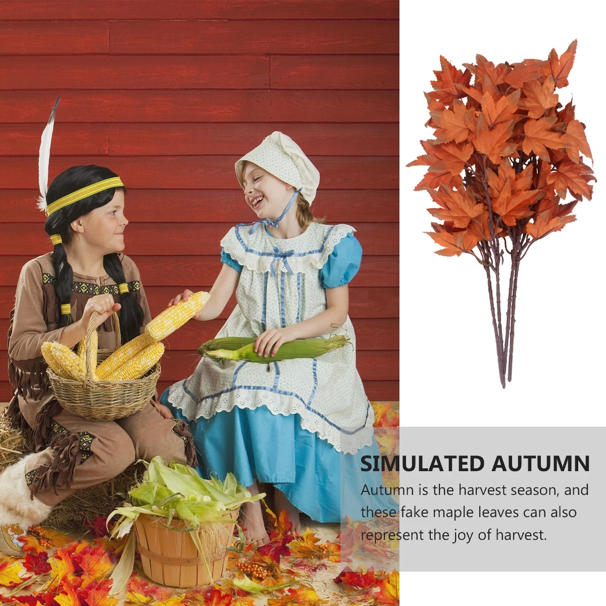 

4pcs Lifelike Picks Fake Flowers Autumn Simulation Maple Branches Creative Vintage Adornments For Thanksgiving Harvest Festival