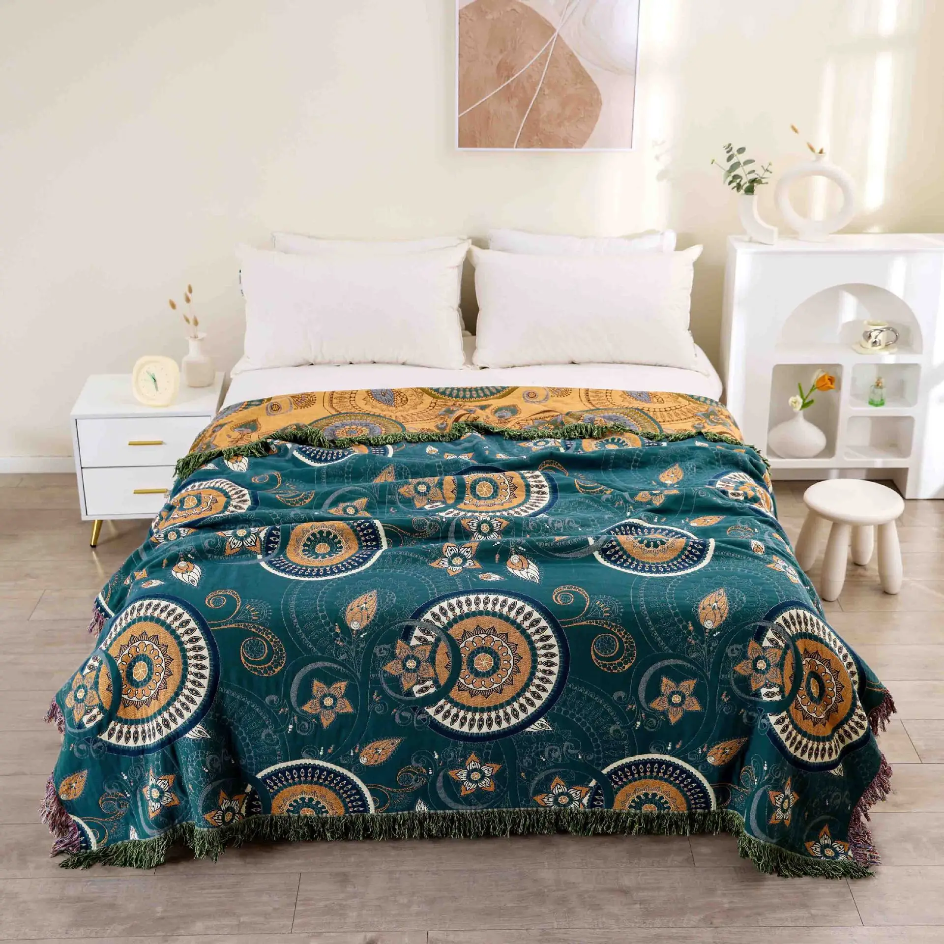 Textile City Ins Tassel Blanket Bohemian Style Cotton Yarn Woven Sofa Blanket Comfortable Towels Quilt Bed Sheets 200x230cm