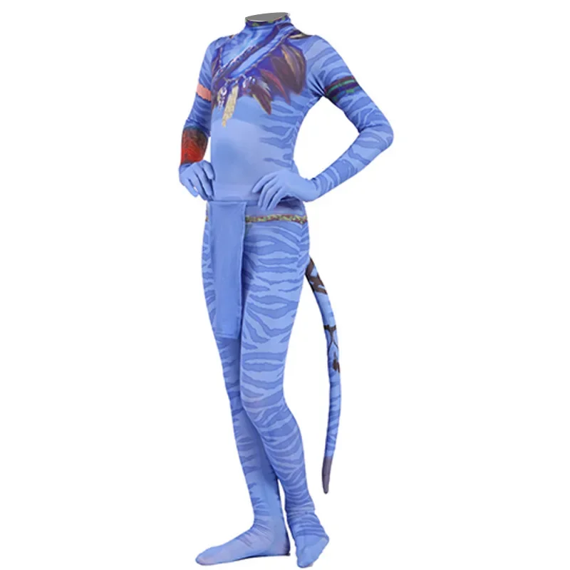 Avatar 2 Cosplay Costume Movie Jake Sully Neytiri Bodysuit Suit Zentai Jumpsuits Halloween Party Costume For Women Men Girls Kid