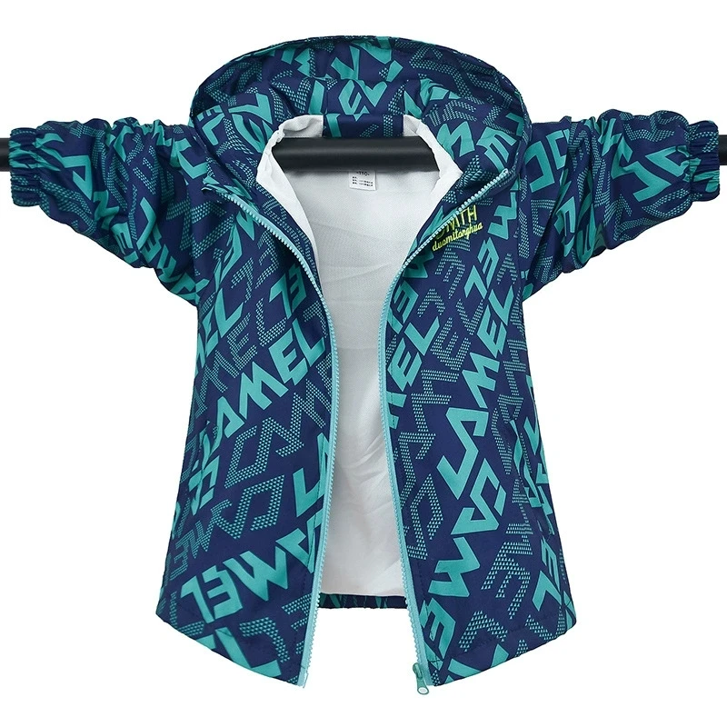 المراهقين الخريف الفتيان سترة مقنعين سستة موضة الربيع مقاوم للماء الأطفال ملابس خارجية هدايا عيد 4-14 سنة الاطفال الملابس #4