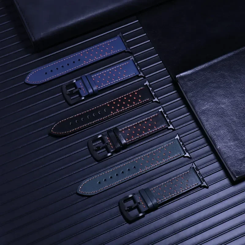 Cinturino in pelle per cinturino Apple watch 45mm 44mm Ultra2 49mm 40mm 42mm 38/41mm 44 45mm Retro bracciale iWatch serie 9 8 7 4 5 6 3 se