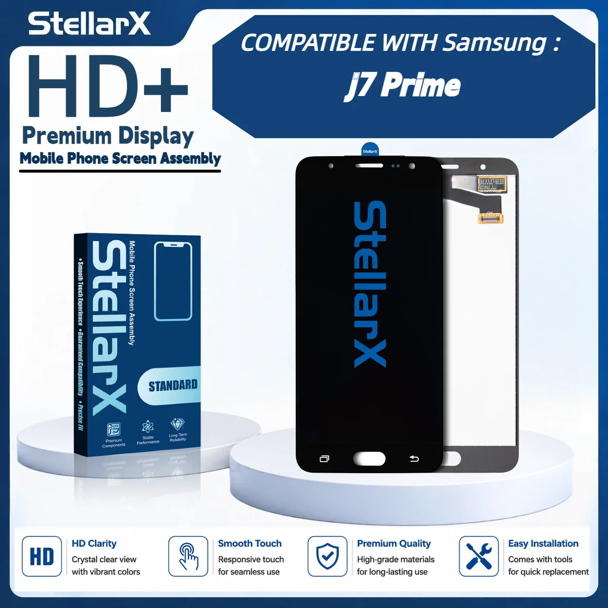 StellarX HD+ High Resolution Display Screen Replacement for Samsung J7Prime LCD Assembly Without Frame with Free Tools