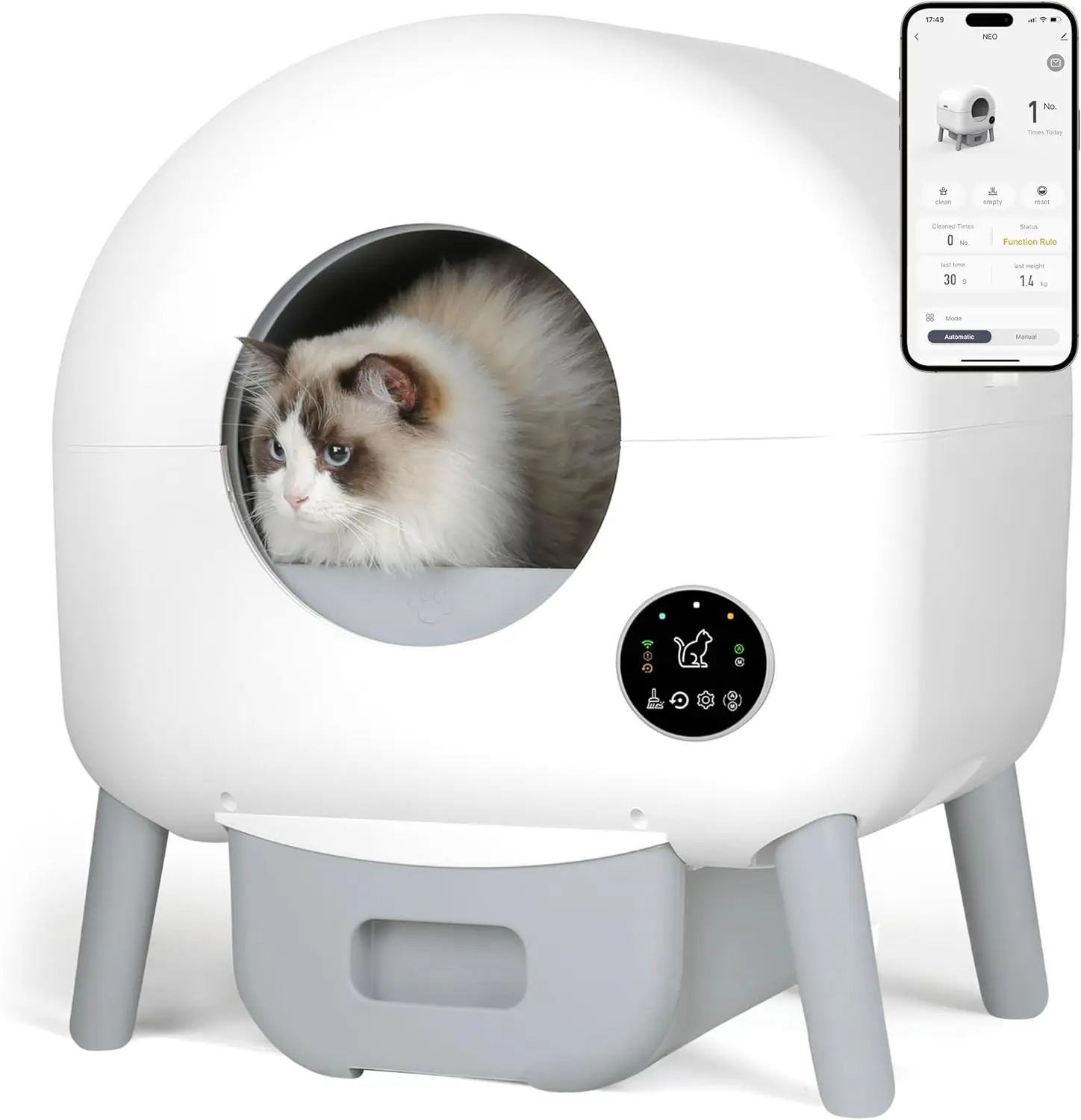 

76L Smart Automatic Self Cleaning Litter Box Large Space Sandbox For Cat Fully Enclosed Litter Box With APP Control Pet Toilet