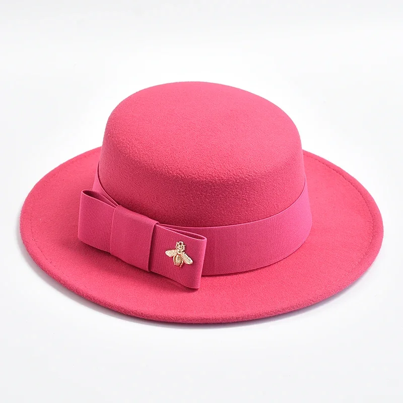 

Fedora Hat for Women Fashion Formal Wedding Decorate Church Cap Flat Top Bow Party Jazz Hat Chapeau Femme