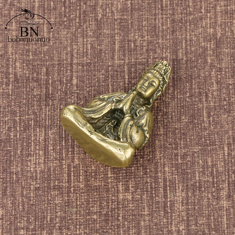 Brass Guanyin Bodhisattva Buddha Statue Ornaments New Style Small Copper Buddhas Miniatures Figurines Home Crafts Decor