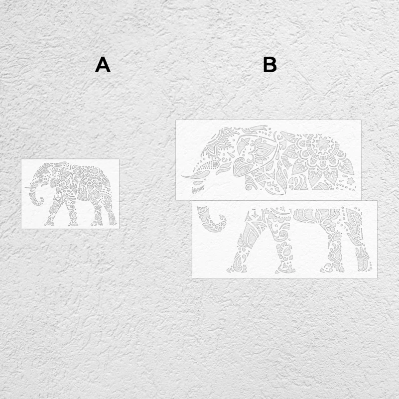 58cm - 115cm Stencil For Painting Customize Plaster Decorative Wall Putty Decor Larges Sacred Elephant Mandala Pattern S635