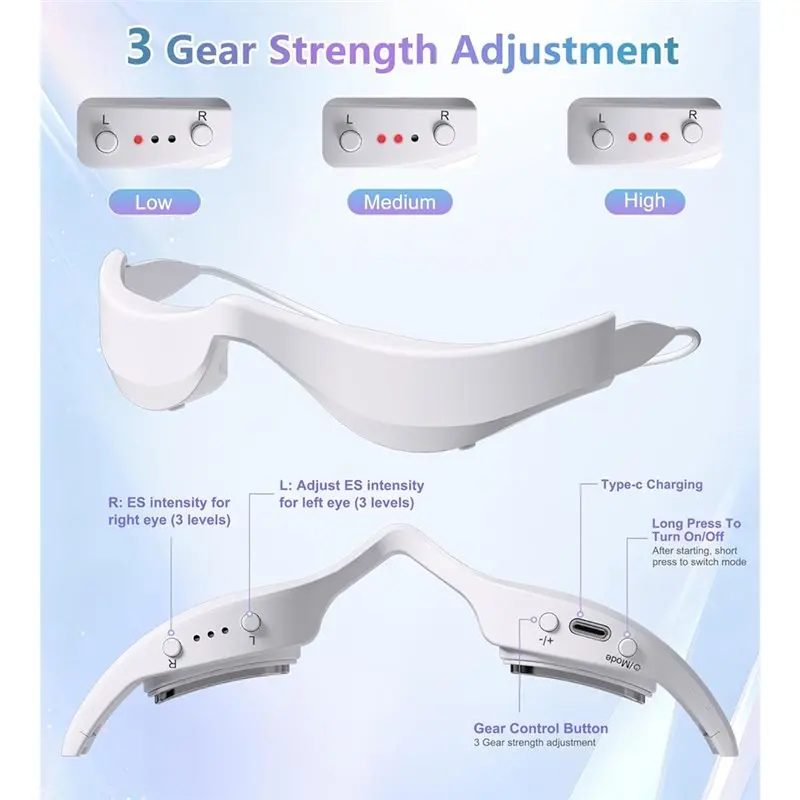 【SUPERDEALS】อุปกรณ์นวดใต้ตาแบบไมโครเคอร์เรนท์และบำบัดด้วยแสงสีแดง รุ่น G น้ำหนักเบา ชาร์จไฟได้ ดีไซน์แบบแว่นตา