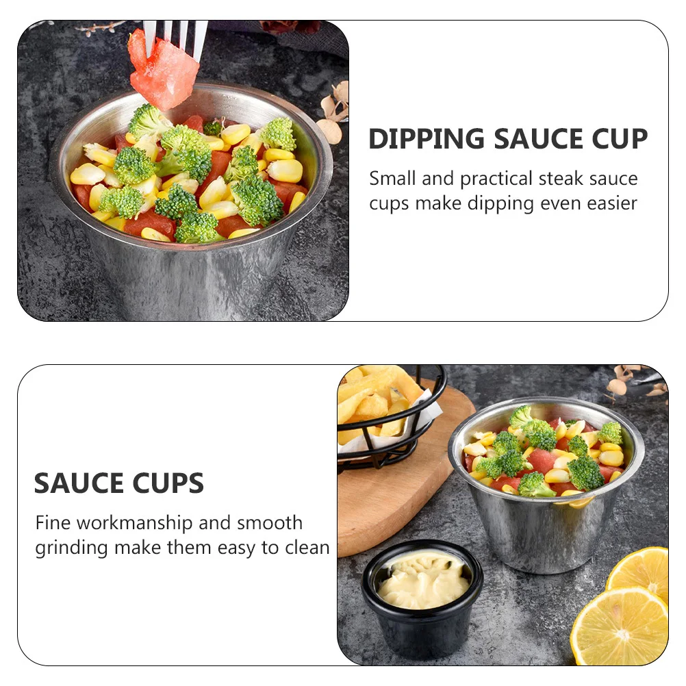 

4pcs Stainless Steel Sauce Cups Thickened High Temperature Resistant For Kitchen Supplies Condiments Ramekins