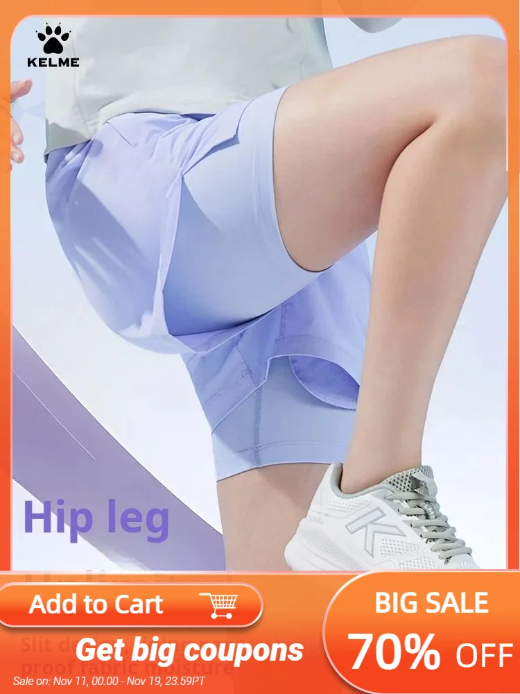 

Kelme Fake Two Piece Sports Shorts For Women's 2024 Summer Quick Dried Anti Walk Fitness Running Training Sports Shorts