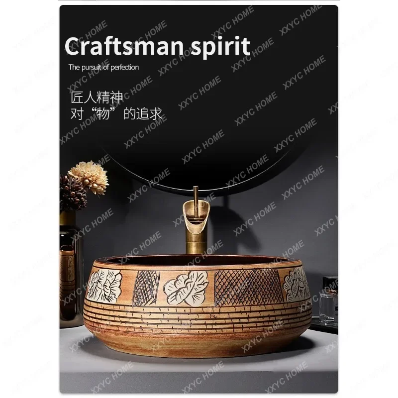 GGL07 Chinese retro ceramic table basin household washbasin toilet washbasin washbasin bathroom single basin