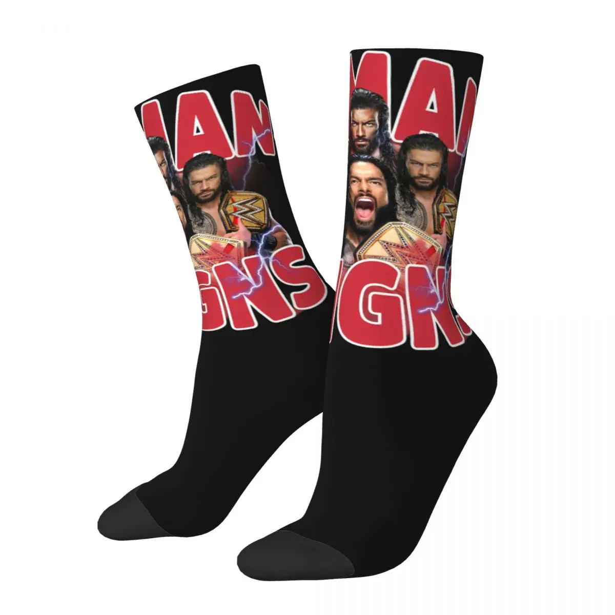 Men's Roman Reigns Wrestling Winner Champion Socks Super Soft Casual wrestler Socks Harajuku Merchandise Middle TubeCrew Socks