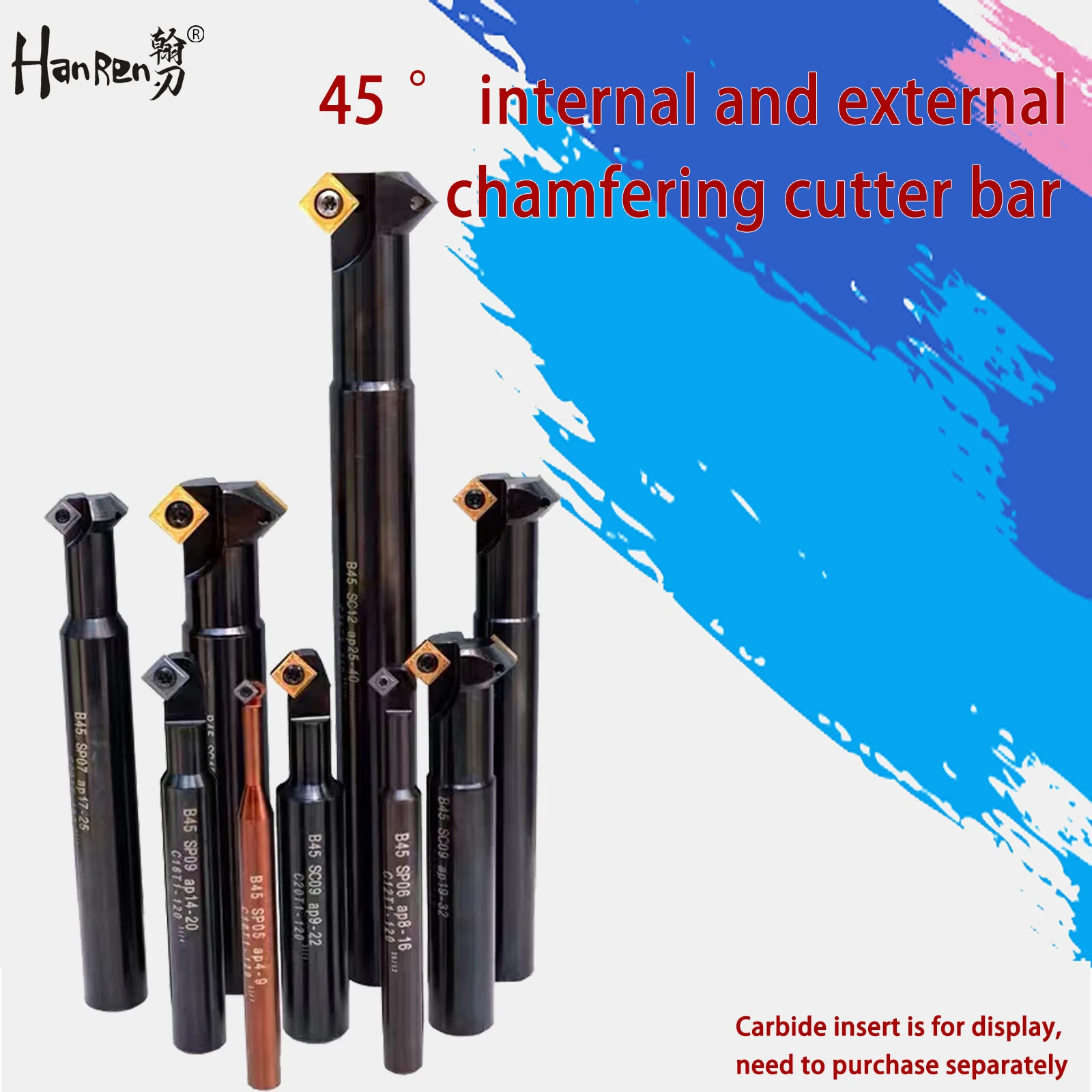 B45 CNC Chamfering Cutter Bar Deburring Of Positive And Negative Chamfers 45 Degree Angle Multi-Function Carbide Insert