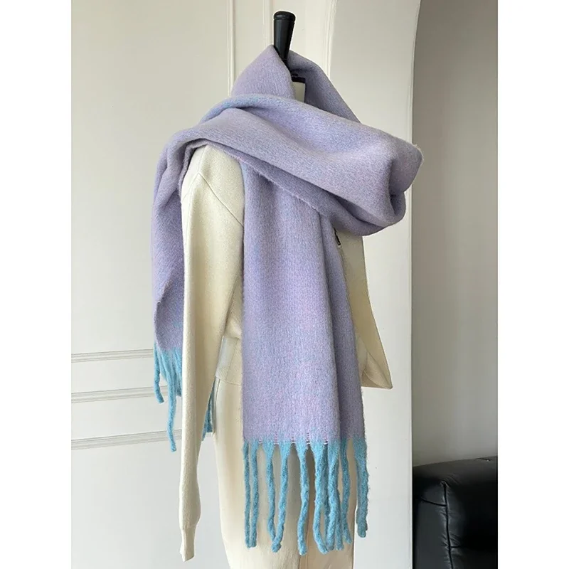 New Fashion Mohair Scarf Women Men Autumn Winter Thick Soft Warm Muffler High Quality Versatile Imitation Cashmere Shawl Female