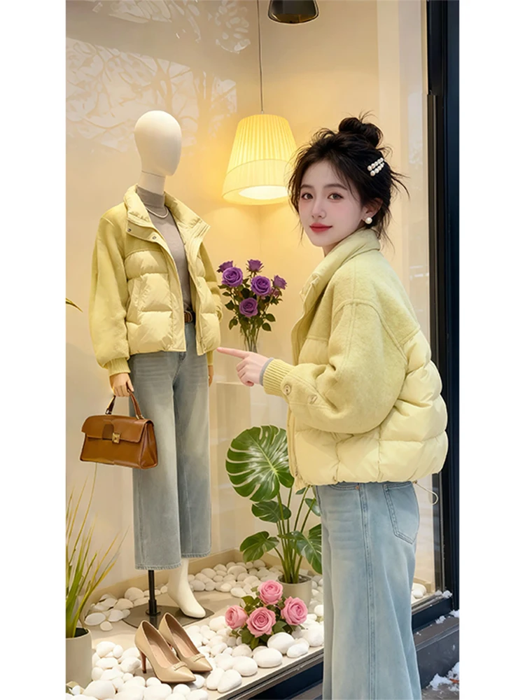 

Chic Thiened Warm Cotton Jaet Women's Casual ort Outerwear Pure Color Winter Faion Small Size Comfortable Cotton Coat