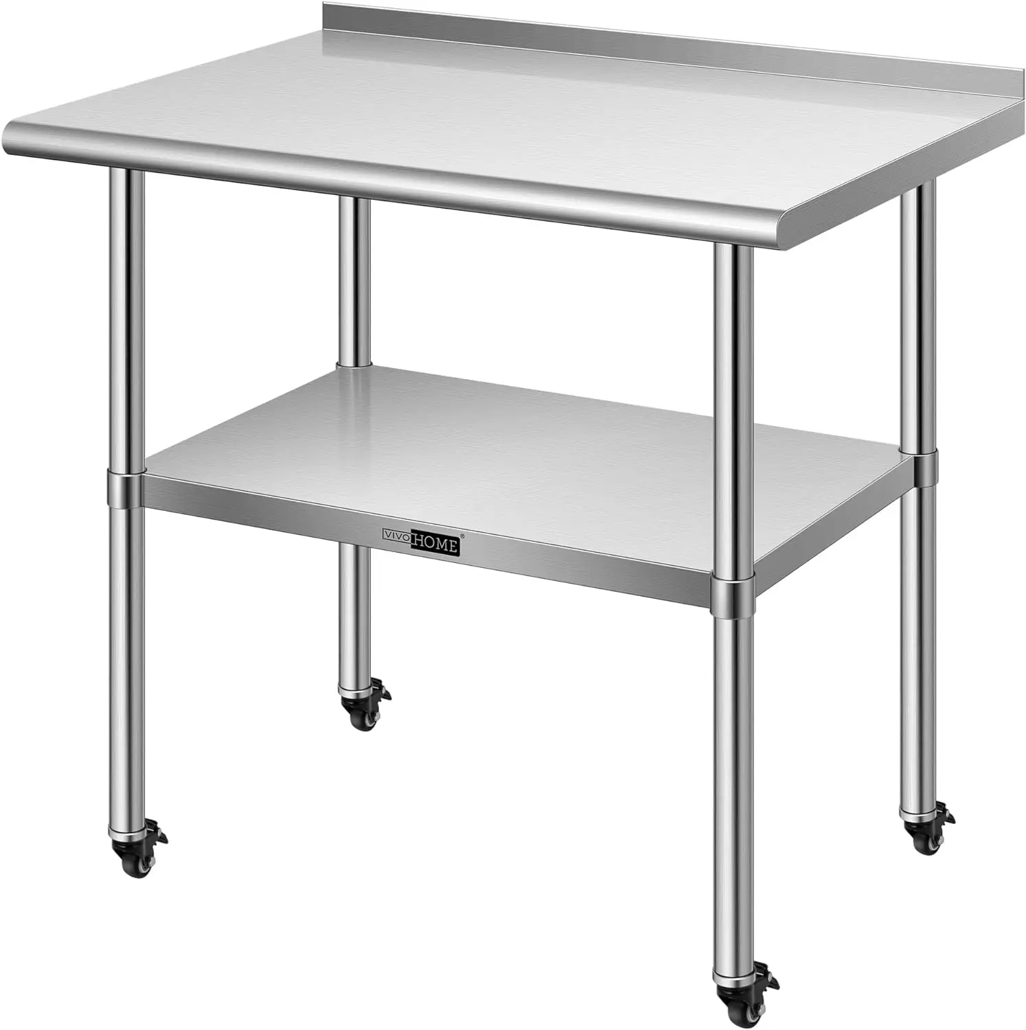 

VIVOHOME 24 x 36 Inch Stainless Steel Work Table with Backsplash, Food Prep Commercial Table with Wheels for Restaurant, Hotel,