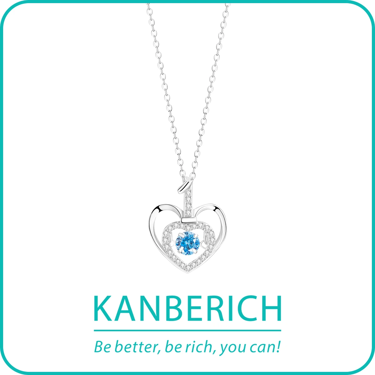 

Kanberich S925 Real Sterling Silver Cubic Zirconia Heart Shape Pendant Clavicle Chain Necklace