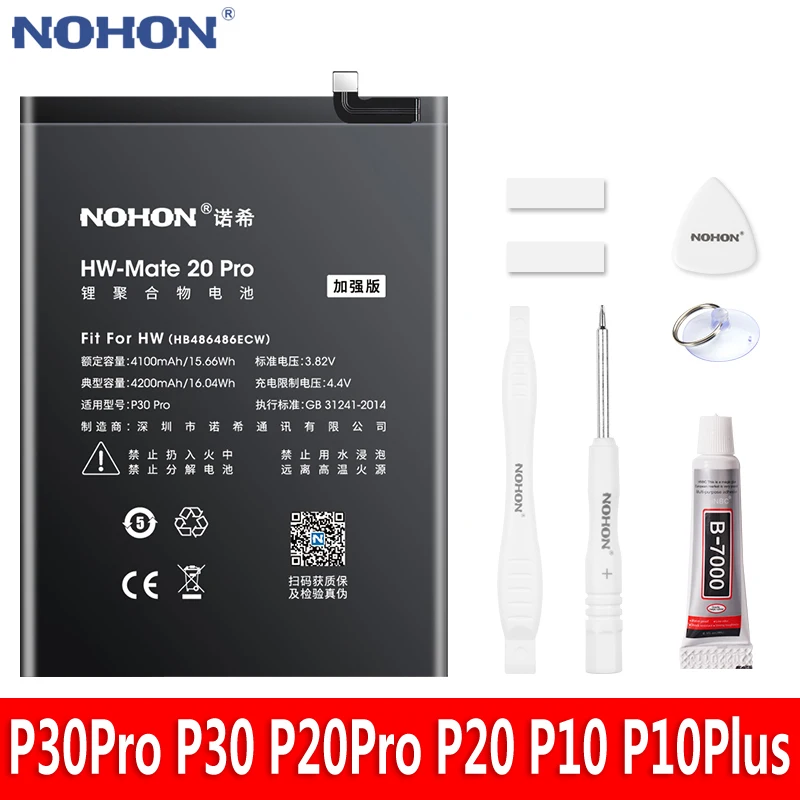 NOHON Battery For Huawei Ascend P30 Pro P20 Lite P40 P9 P10 Plus Mate 20 10 Honor 30 20 10 9 30S 7X 9i 10i 20i V10 V20 Bateria