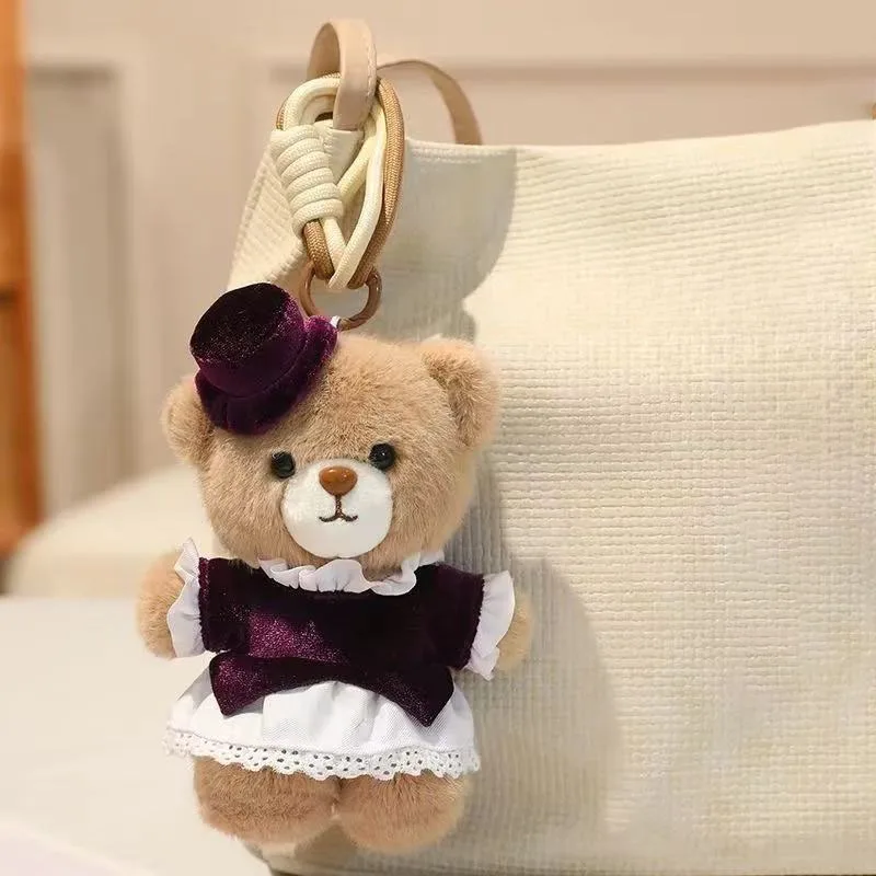 

Cute Bear Plush Keychain Kawaii Stuffed Teddy Doll Bag Charm Cartoon Pilot Outfit Keyring for Backpack Decoration Gift Kawaii