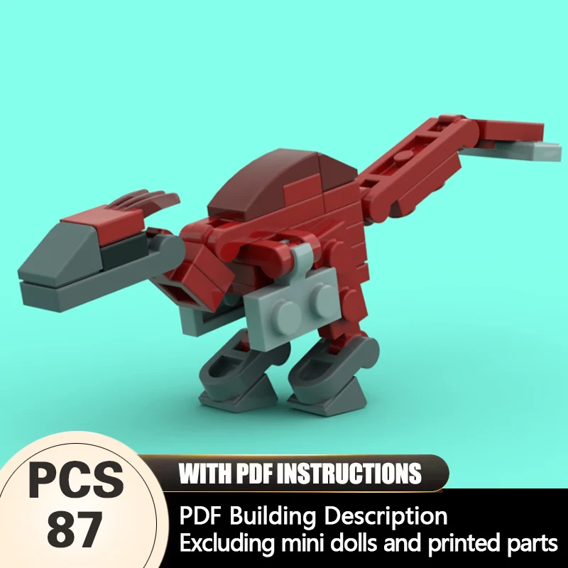 

Creators Animal Series Model MOC Building Bricks Red-Grey Carnivore Theropod Modular Technology Gifts Holiday Assemble Toys Suit