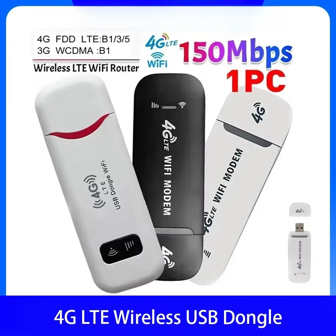 

4G LTE Wireless USB Dongle 150Mbps Mobile Broadband Modem Stick with SIM Card Slot for Home Office WiFi Router Adapter