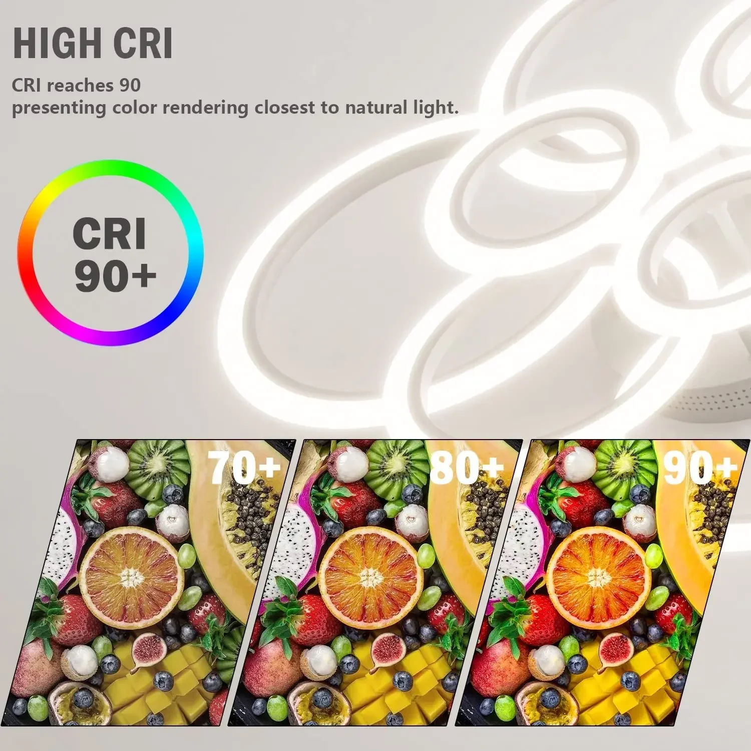 

LED Ceiling Light Creative Ring Chandelier Smart Remote Control Stepless Dimming for Living Room Daily Lighting Fixtures