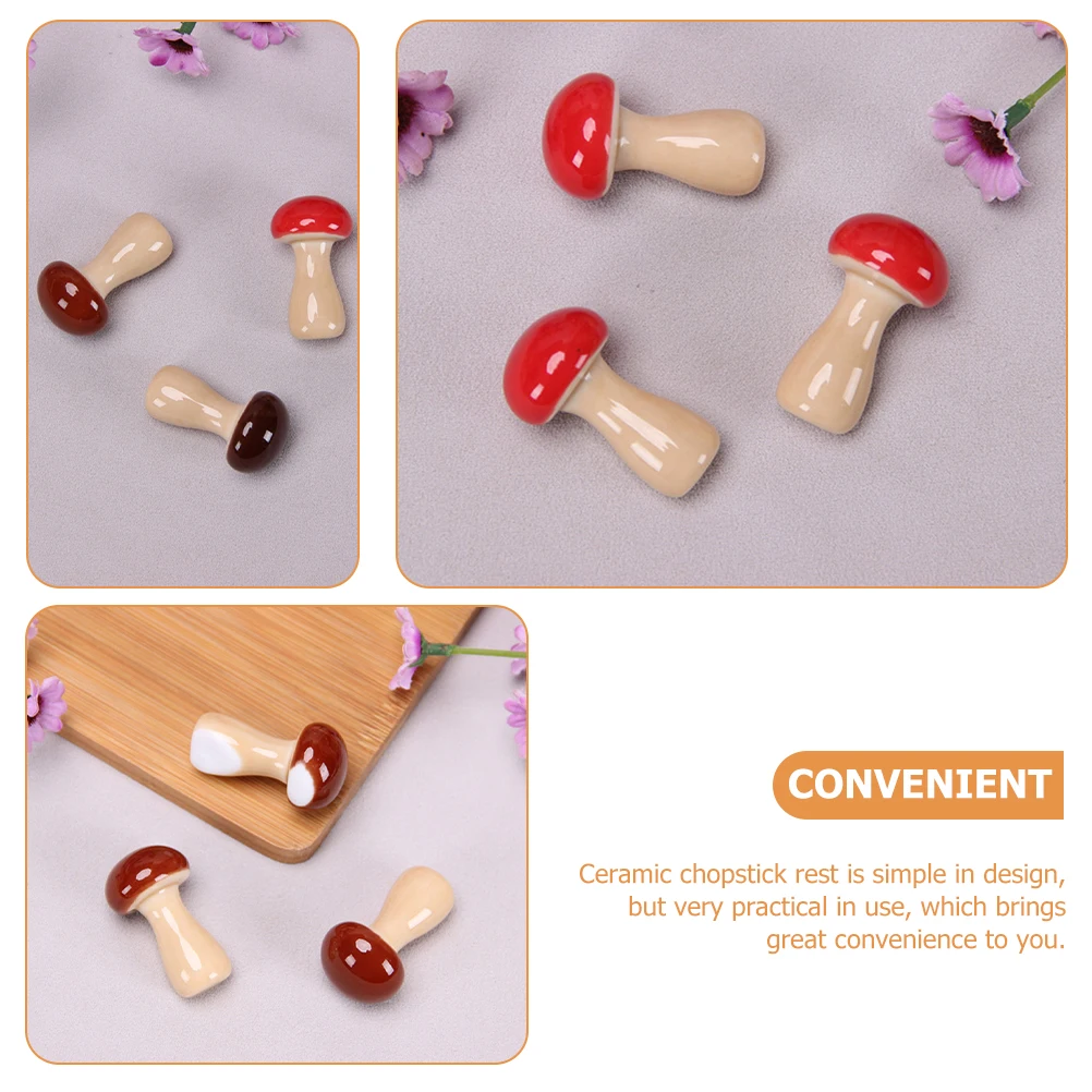 

6Pcs Ceramic Mushroom Chopstick Stand Home Decoration Charming Design Suitable for Both and Adults Chopstick Rest