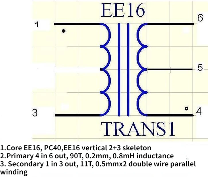 5Pcs EE16-A2/EE16-A4 Switching Power Supply High Frequency Transformer, Maximum Output Power 10W