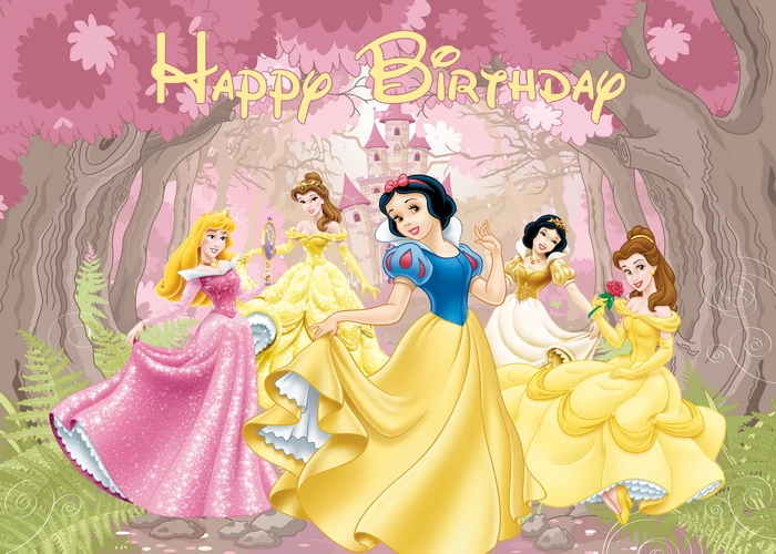 Disney Princess Party Backdrops Decoration Backgrounds Vinyl Photography Shootings Backdrops For Girls Birthday Party Supplies