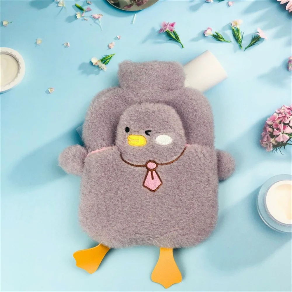 Cute Hot Water Bottle Bag for Girls Plush Shoulder Hand Warmer Heat Pack Warm Belly Instant Hot Pack 500ml Water Heating Pad