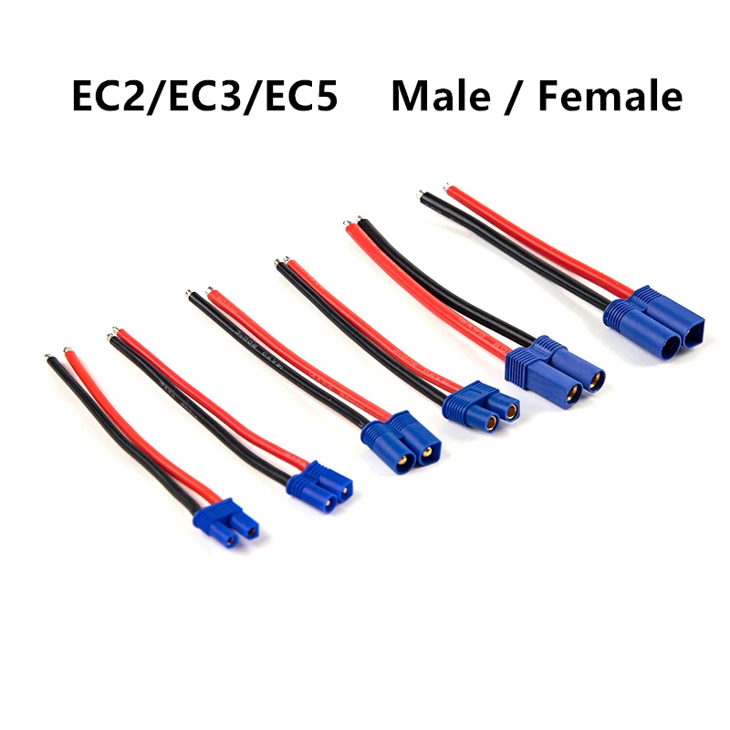 EC2/EC3/EC5 Male Female Connector Pigtail Cable Silicone Wire RC Lipo Battery Wholesale