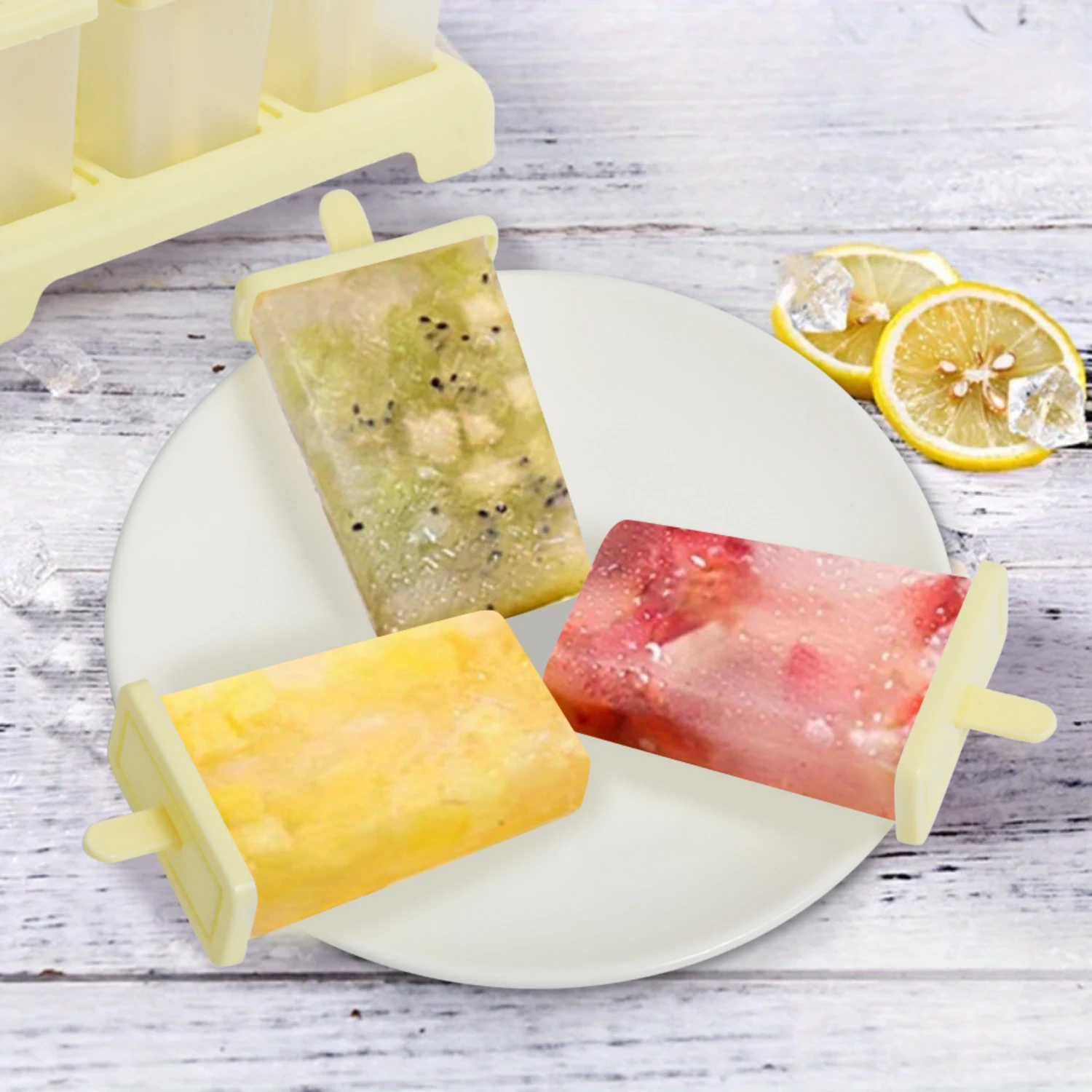 Popsicle Mold Set - Lead-Free Plastic Ice  Maker with 6 Molds - Creative  Ice Cube Tray for Homemade Ice Cream, Jelly, and Kitch