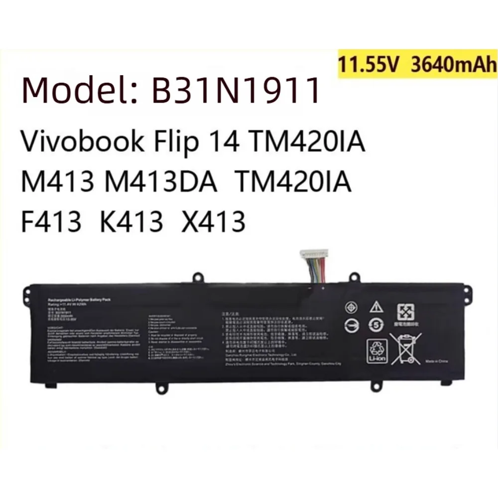 3640mAh B31N1911 Battery For ASUS Vivobook Flip 14 TM420 A413 K413 M413 S413 X421 M3400QA Redolbook14 X1502Z V4050E/F C31N1911