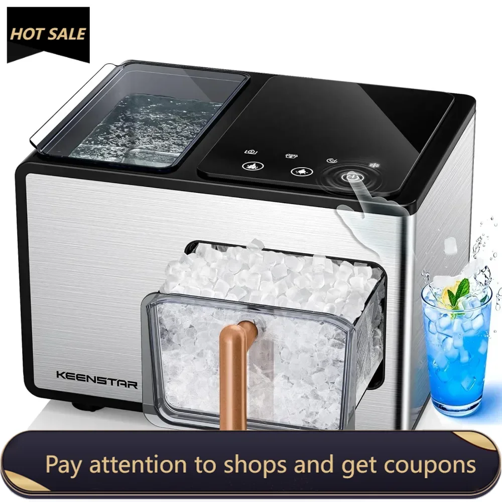 

Nugget Ice Maker Countertop, 40lbs/24H, Pebble Ice Maker with Soft Chewable Ice, Self Cleaning Sonic Ice Machine，Stainless Steel