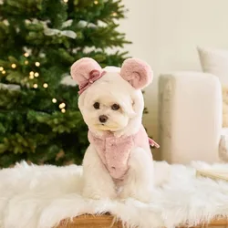 Pet Plaid Hooded Teddy Bear Ear Coat Dog Parkas Cat Teddy Bear Schnauzer Yorkshire Small Dog Autumn Winter Outfit Puppy Clothes