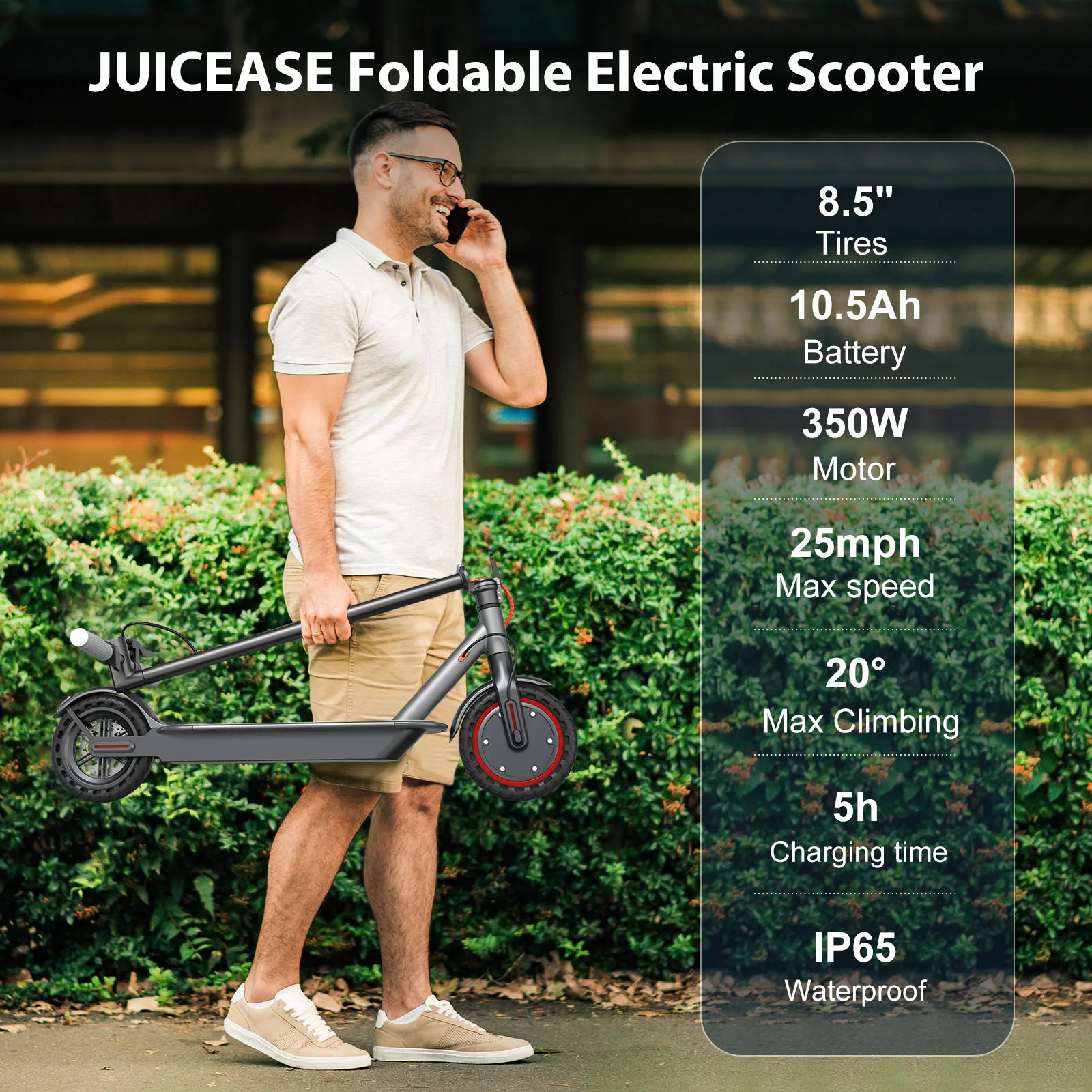 JUICEASE 350W/500W elektryczny skuter dla dorosłych 35KM/H skuter elektryczny 45KM Max zasięg składany E-skuter z aplikacją inteligentne skutery