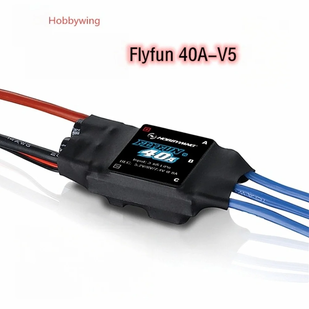 

FATJAY Hobbywing FlyFun-40A-V5 40A ESC Brushless 3-6S Electronic Speed Controller with Reverse Thrust for RC Aircraft